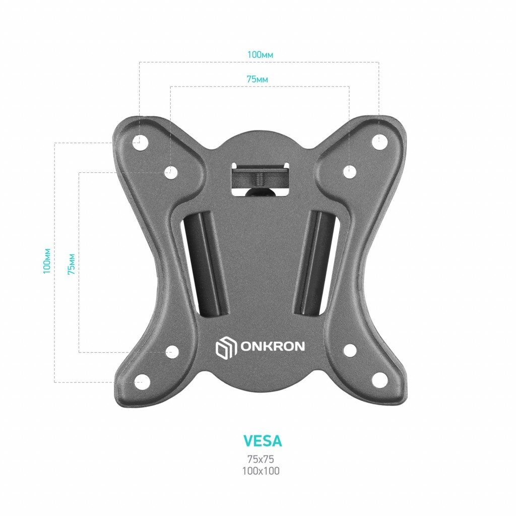 ONKRON BASIC R4 чёрный Для телевизоров диагональю 10"-32" Максимальная нагрузка: 25 кг VESA: 75х75, 100х100 мм , 4603728440774