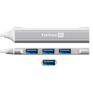 Exegate EX298168RUS USB-Хаб (концентратор) 4-в-1 ExeGate DUB-3213C (кабель-адаптер USB3.0 Type-C --> 3xUSB2.0, 1xUSB3.0, Plug&Play, Серебристый)