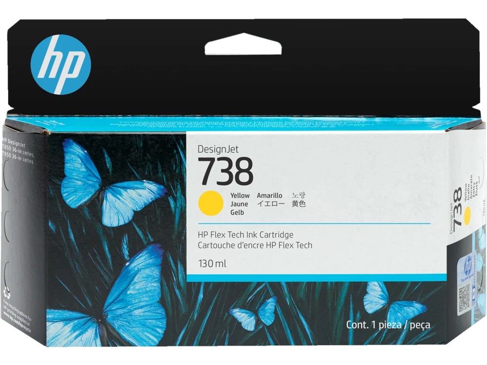 Картридж HP 738 струйный желтый (130 мл), 498N7A