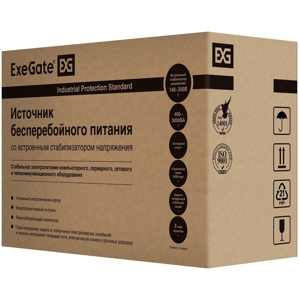 Exegate EP285508RUS ИБП ExeGate SpecialPro UNB-1600.LED.AVR.4SH <1600VA/950W, LED, AVR, 4*Schuko, Black>"