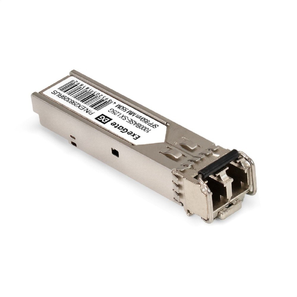 Exegate EX298329RUS Трансивер SFP EXT-1G-MM850-LC2-550M (1000Base-SX для многомодового оптического кабеля, 1,25 Гбит/с, Tx:850/Rx:850 нм, до 550 м, разъем Duplex LC)