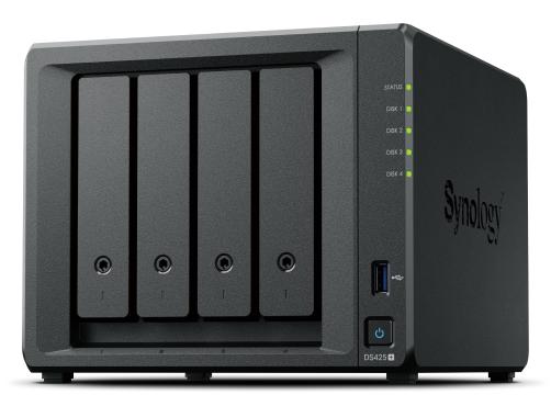 Система хранения данных Synology QC 2,0GhzCPU/2GB(6)/RAID0,1,10,5,6/upto 4HP HDD SATA(3.5', 2.5')/2xM.2/2xUSB3.2/1xGbE/1x2.5GbE/iSCSI/1xPS/1YW repl DS423+, DS425+
