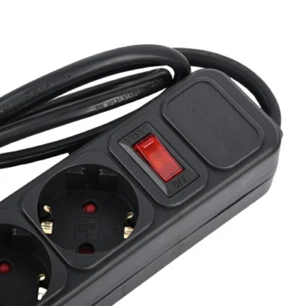 Perfeo сетевой фильтр "REAL  POWER", 3,0м, 5 розеток, 16А, 3500 Вт, тройная защита, черный. [PF_E1501]