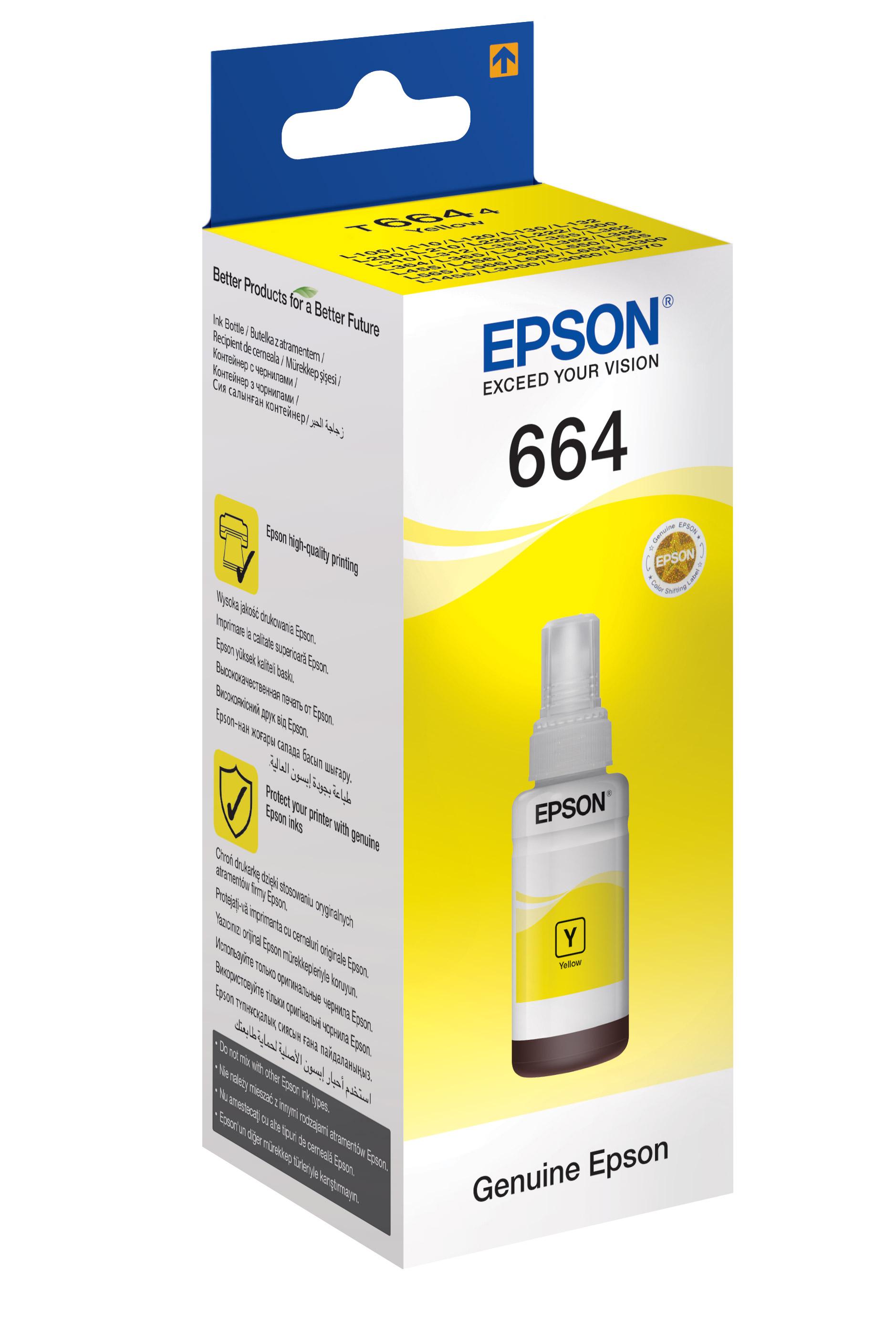 Контейнер EPSON T6644 с желтыми чернилами для L100/L110/L210/L300/L355, C13T66444A