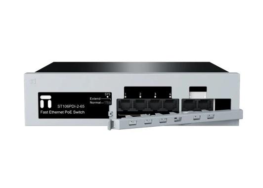 Netis ST106PDI-2-65 Коммутатор неуправляемый PoE, 4x100 Мбит/с, SFP/uplink RJ-45 2x100 Мбит/с, PoE 4x30 Вт (до 65 Вт)