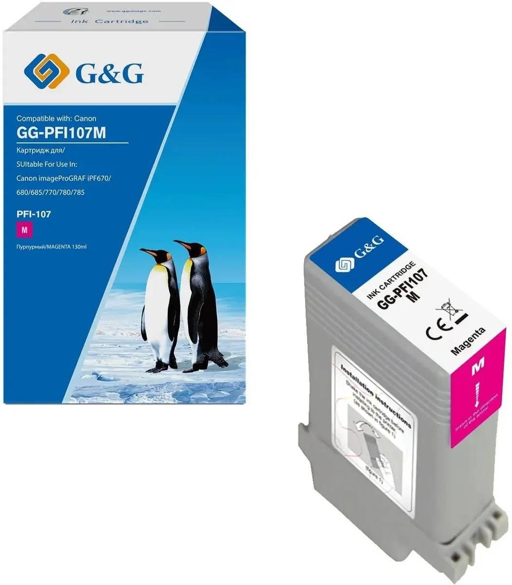 Картридж струйный G&G, аналог Canon 6707B001 пурпурный 130ml, GG-PFI107M