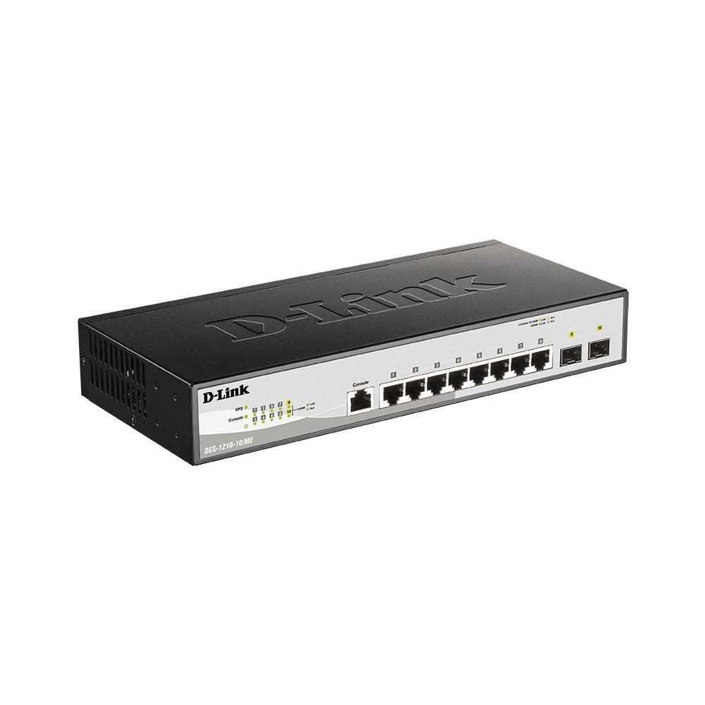 D-Link DGS-1210-10/ME/B2A Управляемый L2 коммутатор с 8 портами 10/100/1000Base-T и 2 портами 1000Base-X SFP