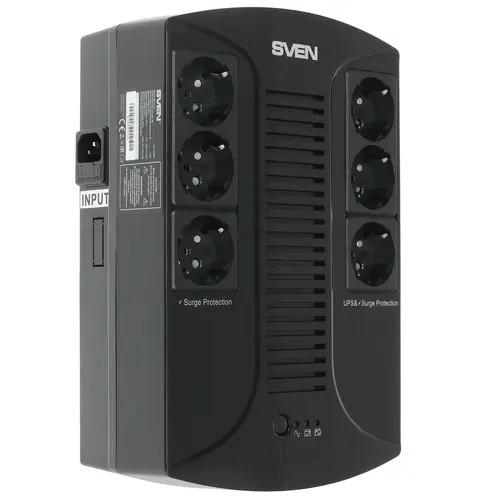 SVEN Источник бесперебойного питания SVEN UP-L1000E, с 6 выходными розетками (3 с питанием от батареи +3 сетевой фильтр), SV-016593