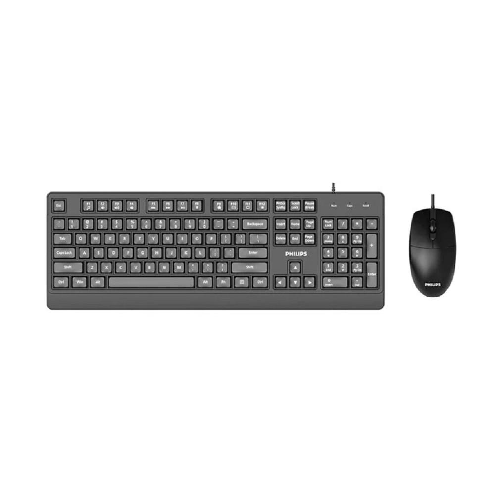 Philips Проводной Комплект  SPT6247, USB 2.0 104 клав/3 кнопки, 1600dpi, русская заводская раскладка, чёрный, SPT6247B/60