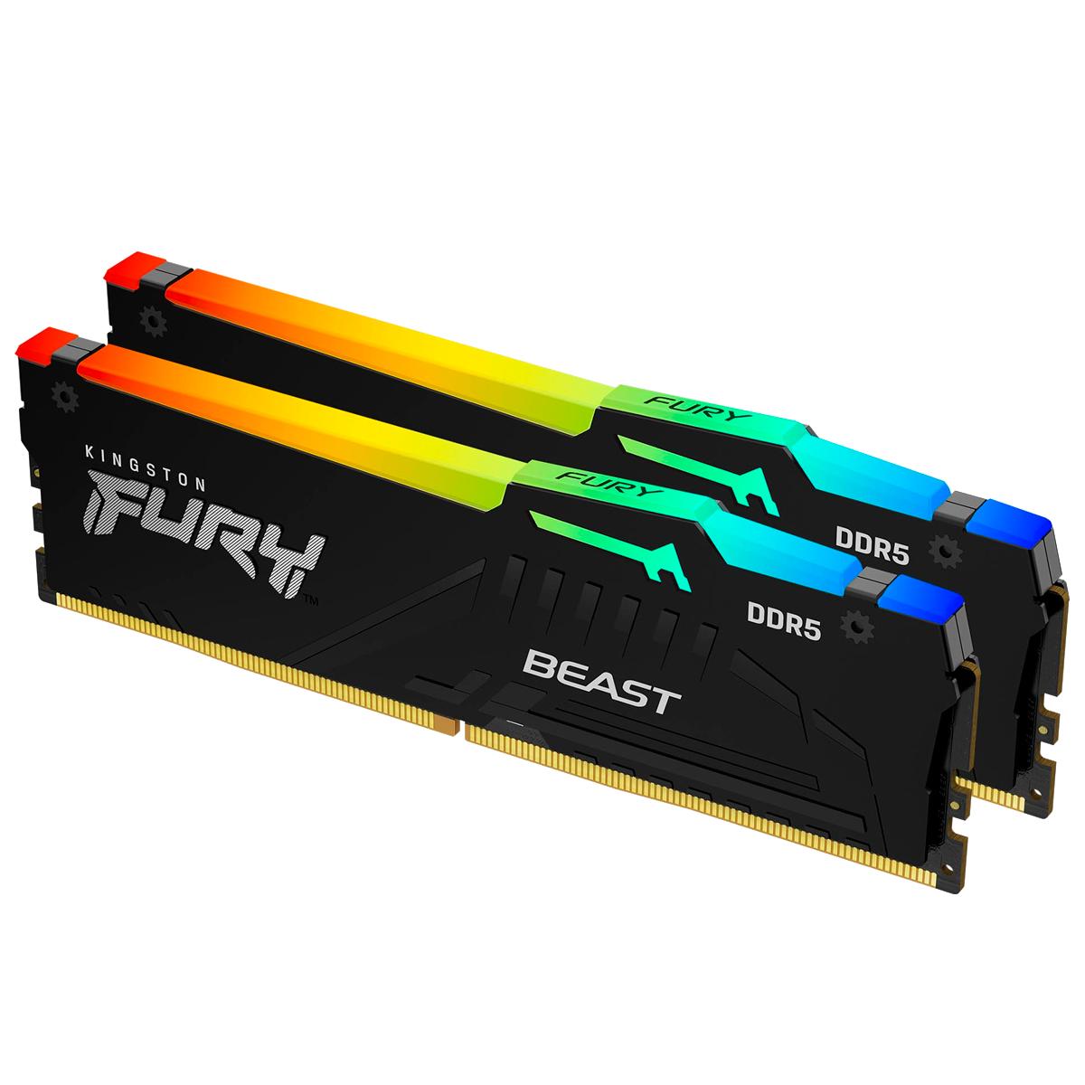 Память оперативная/ Kingston 16GB 5600MT/s DDR5 CL36 DIMM (Kit of 2) FURY Beast RGB EXPO, KF556C36BBEAK2-16