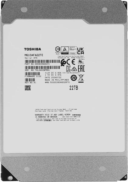 Жесткий диск Toshiba Enterprise HDD 3.5" SATA 22TB, 7200 rpm, 512MB buffer, 512e/4Kn, MG10AFA22TE, 1 year