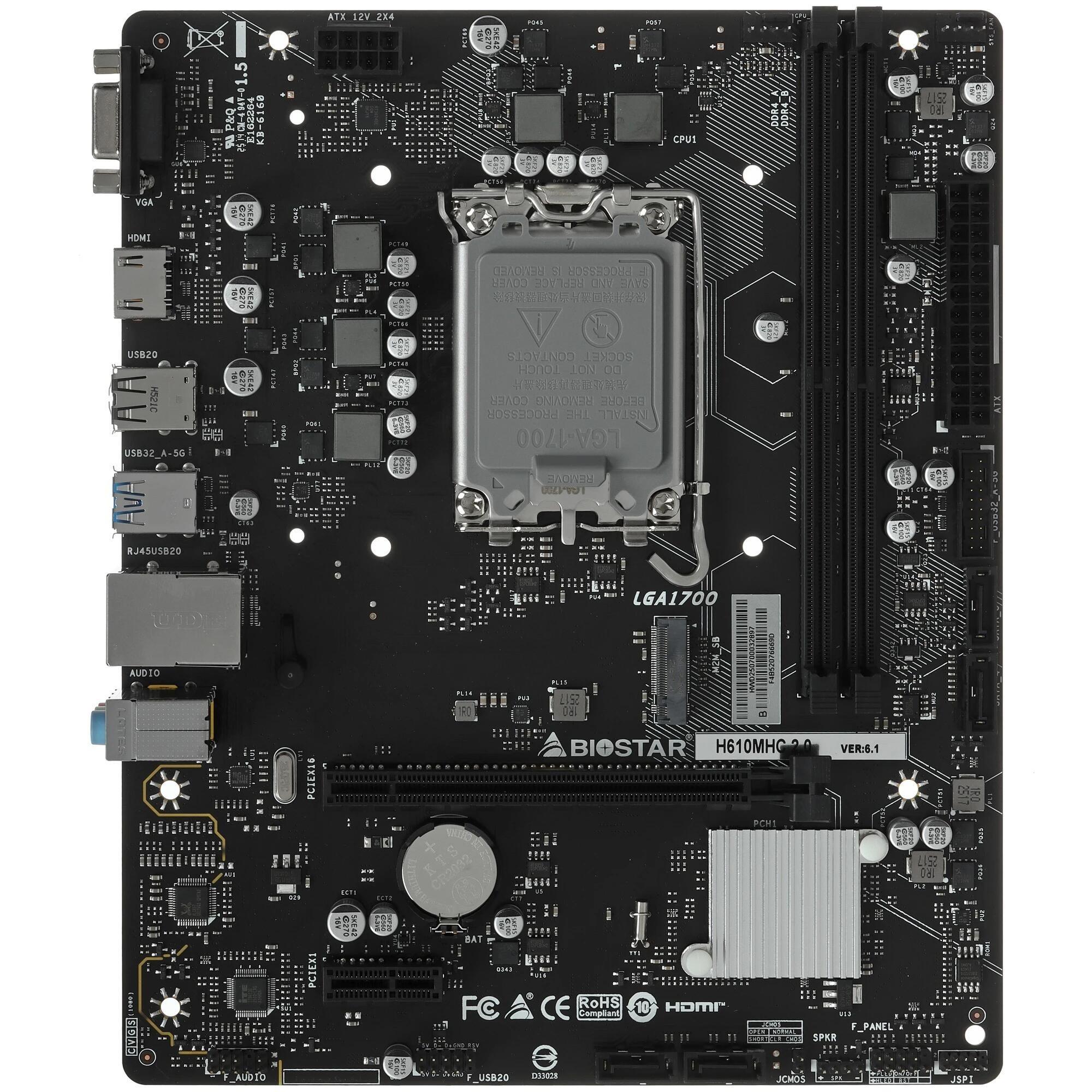 Biostar H610MHC 2.0  {Soc-1700 Intel H610 2xDDR4 mATX AC`97 8ch(7.1) GbLAN+VGA+HDMI}