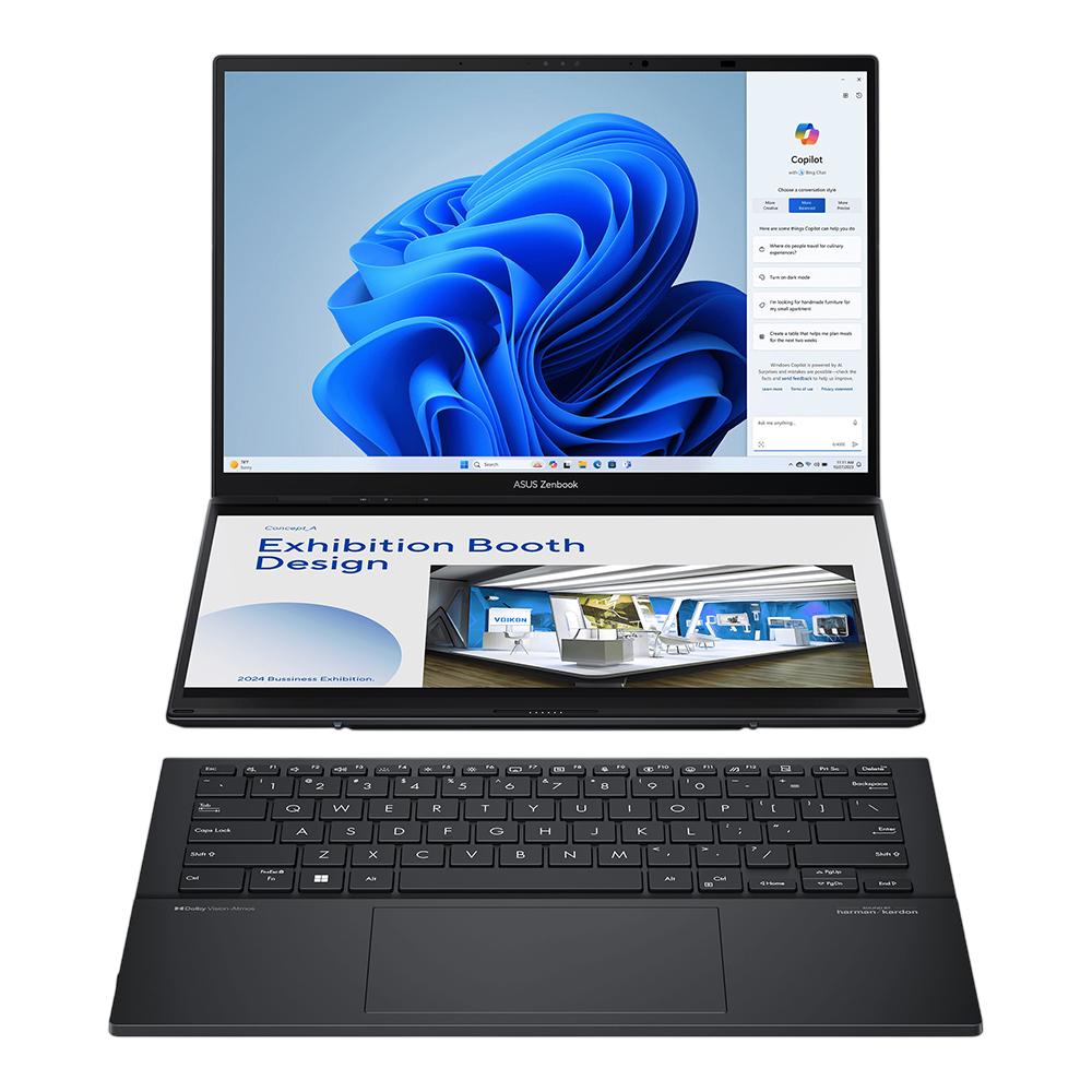 Ноутбук/ ASUS UX8406CA-QL345X Duo Touch 14+14"(1920x1200 + 1920x1200 OLED 16:10)/Touch/Intel Core Ultra 7 255H(2Ghz)/32768Mb/1024PCISSDGb/noDVD/Int:Intel Graphics/Cam/BT/WiFi/75WHr/war 1y/1.65kg/Inkwell Gray/Win11Pro + 2х14" экрана; маг-алюм корп; +стилус; +чехол, 90NB14X1-M00M30