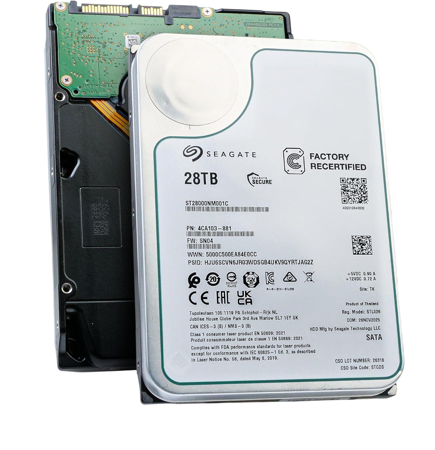 Жесткий диск/ HDD Seagate SATA 28Tb 7200 Exos 6Gb/s 512Mb OFFICIAL RECERTIFIED MTBF - 2.5M hrs 1 year warranty (replacement ST26000NM000C, ST28000NM003K, ST28000NM000C), ST28000NM001C