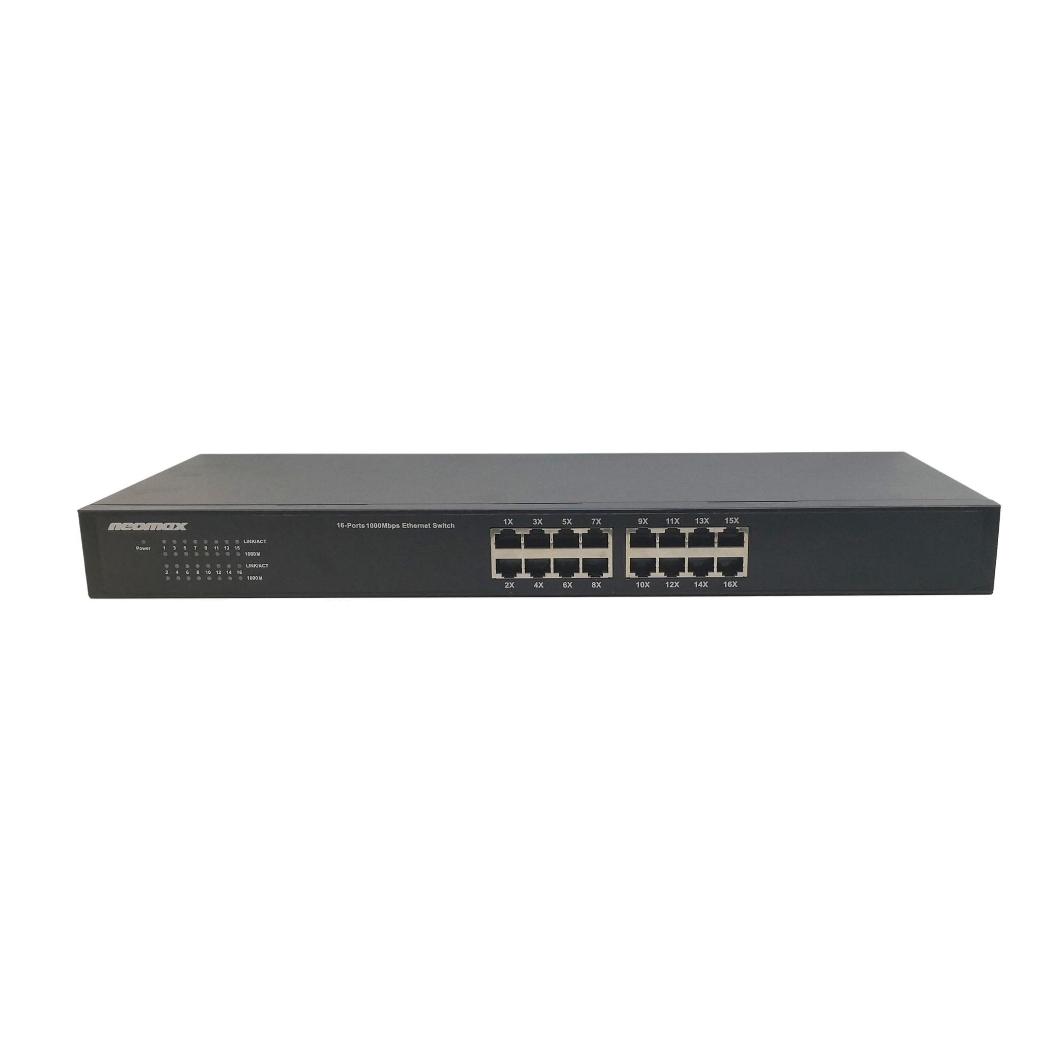 NEOMAX неуправляемый коммутатор NMS-116P-1000-SR, 16 портов 1000 Mbps, металл Rack