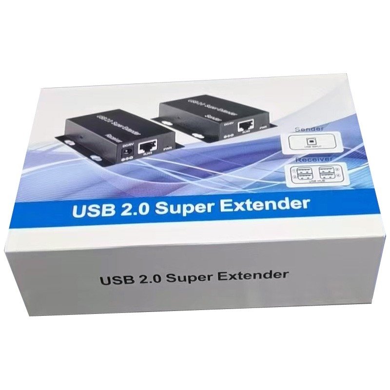 ORIENT VE02U4P, USB2.0 extender, удлинитель до 50 м по витой паре Cat6/6е, USB2.0 хаб 4 порта, питание от внешнего БП (31322)