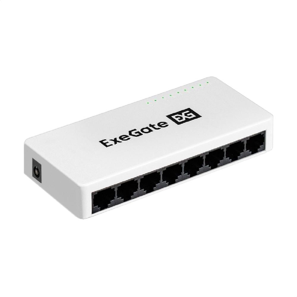 Exegate EX298686RUS Коммутатор неуправляемый ExeGate EDES-1008C (8-портовый UTP 10/100Mbps, с функцией энергосбережения (Green Ethernet Technology), настольный/настенный)