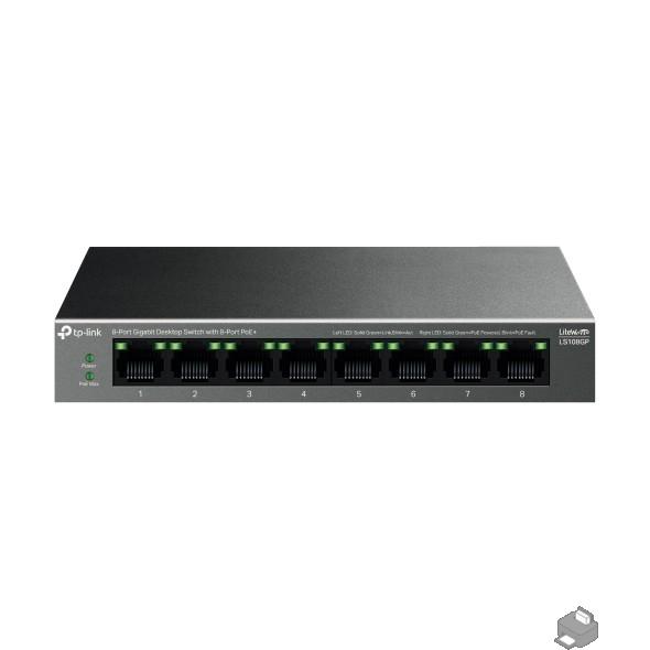 TP-Link LS108GP Настольный коммутатор с 8 гигабитными портами (8 портов PoE+)