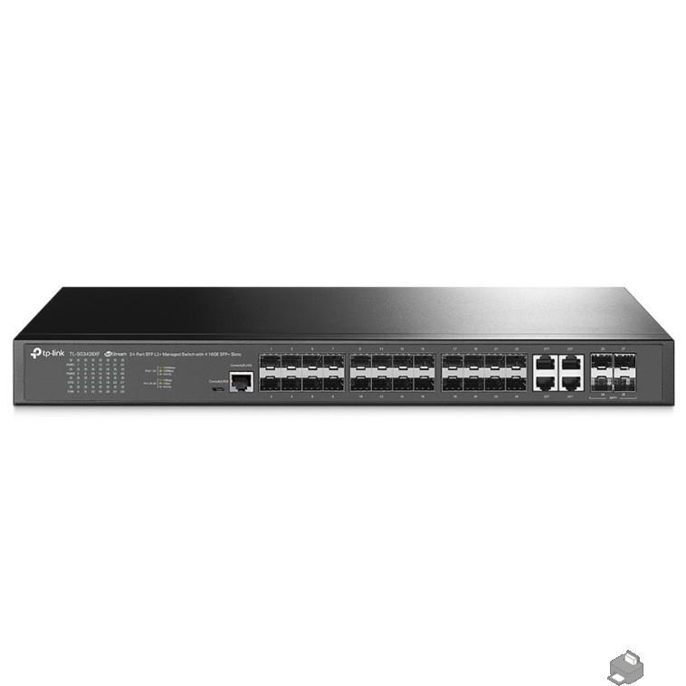 TP-Link SG3428XF Управляемый коммутатор JetStream уровня 2+ с 20 гигабитными портами SFP, 4 портами SFP+ и 4 комбинированными портами SFP/RJ45