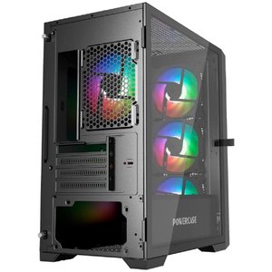 Powercase Alisio Micro X4B V2, Tempered Glass, 4х 120mm ARGB fans, ARGB HUB, чёрный, mATX  (CAMCXB-A4)