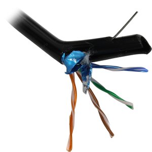 5bites Кабель US5505-305CPE-M витая пара UTP/SOLID/5E/24AWG/COPPER/PE+PVC/BLACK/OUTDOOR/MESSENGER/DRUM/305M