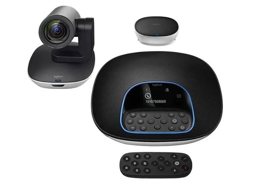 Logitech Веб-камера Conference Cam Group, Full HD 1920 х 1080, 90°, автофокус, USB, кабель 5м., черный/серебристый., 960-001057