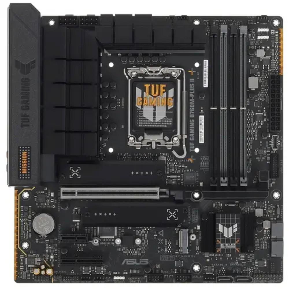ASUS TUF GAMING B760M-PLUS II (Socket 1700, mATX, 4xDDR5(192GB), DP/HDMI, 1xPCIe 5.0x16/1xPCIe 4.0x4, 1xPCIe 3.0, 1xLAN (2.5GbE), 4xSATA 6Gb/s, 3xM.2, 1xType-C, 3xUSB 3.2, 4xUSB) , 90MB1HD0-M0EAY0