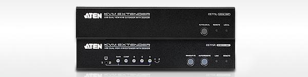 Удлинитель ATEN USB VGA Dual View Cat 5 KVM Extender with Deskew (1280 x 1024@300m), CE775-AT-G
