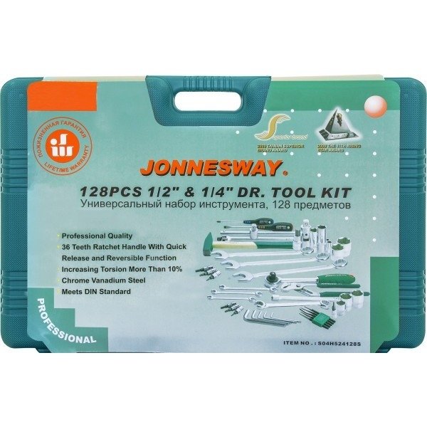JONNESWAY S04H524128S Набор инструмента универсальный 1/4", 1/2"DR, 128 предметов
