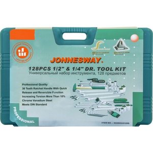 JONNESWAY S04H524128S Набор инструмента универсальный 1/4", 1/2"DR, 128 предметов