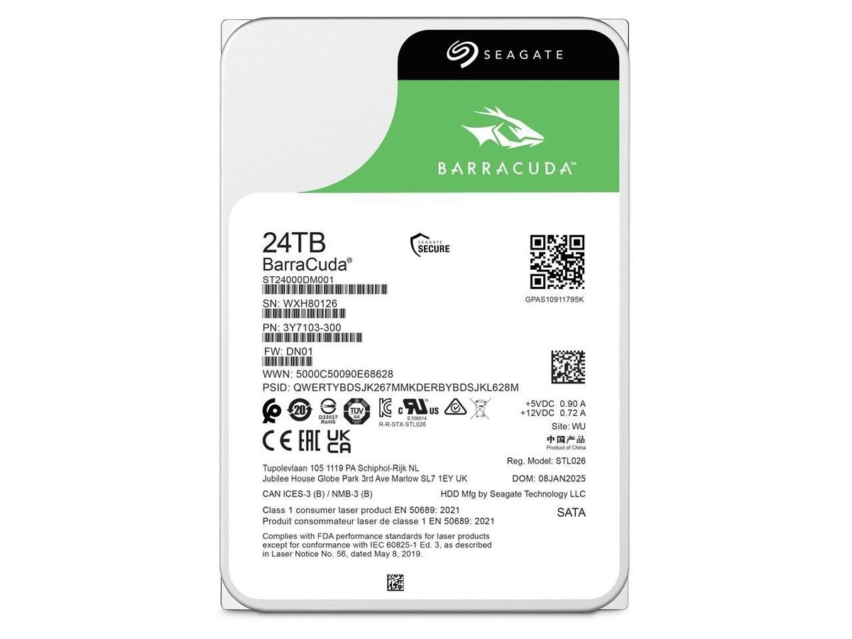 Жесткий диск/ HDD Seagate  SATA3 24Tb BarraCuda 6Gb/s 7200 512Mb 1 year warranty, ST24000DM001