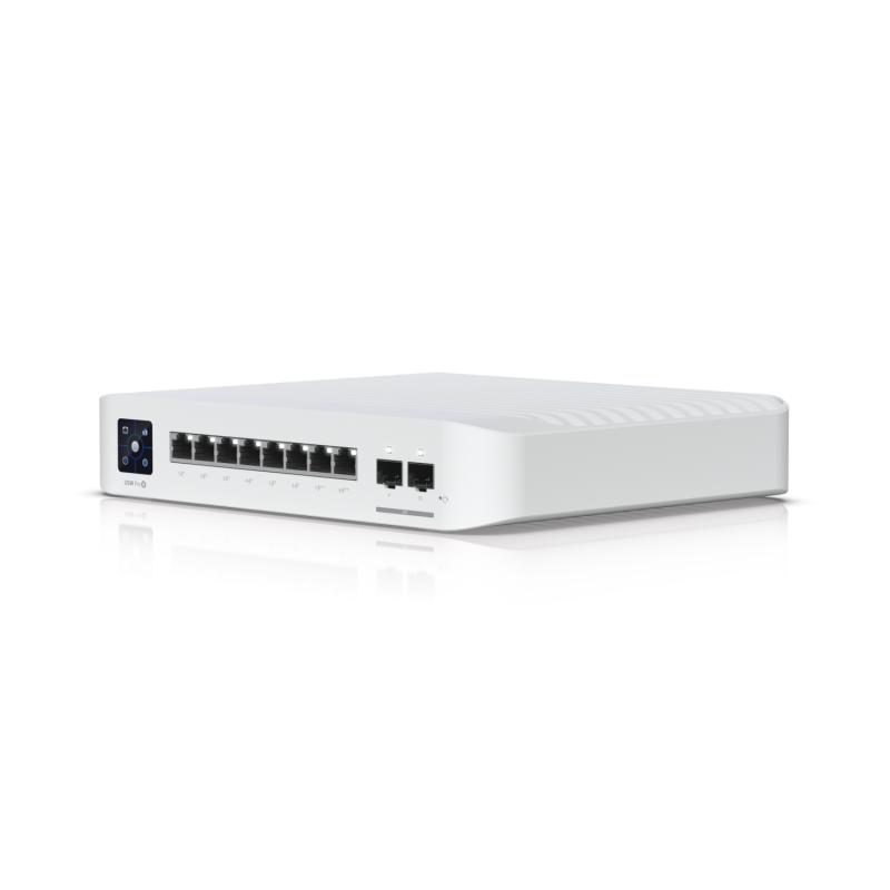 Коммутатор/ UniFi Pro 8 PoE has 8 ports (6 PoE+, 2 PoE++), 120W total PoE, 56 Gbps switching, USW-Pro-8-POE