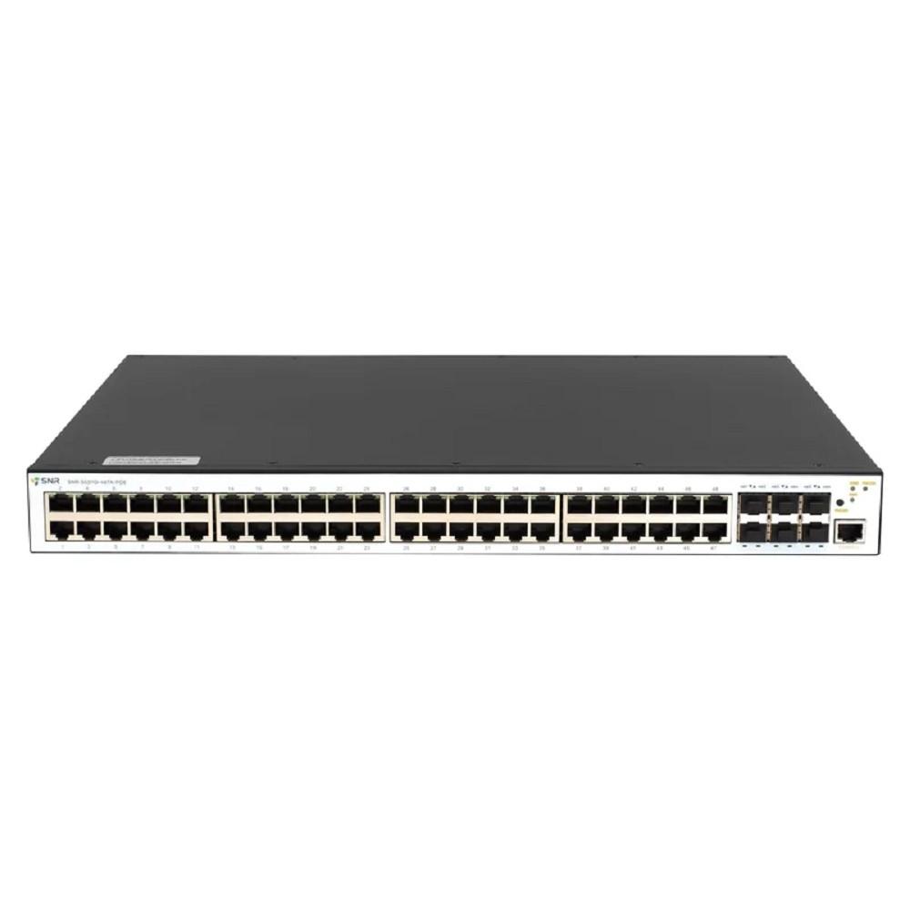 SNR SNR-S5311G-48TX-POE Управляемый PoE коммутатор уровня 2+, 48 портов 10/100/1000Base-T, 6 портов 1/10G SFP+, бюджет PoE 380/760 Вт в зависимости от кол-ва установленных блоков питания. 2 слота БП