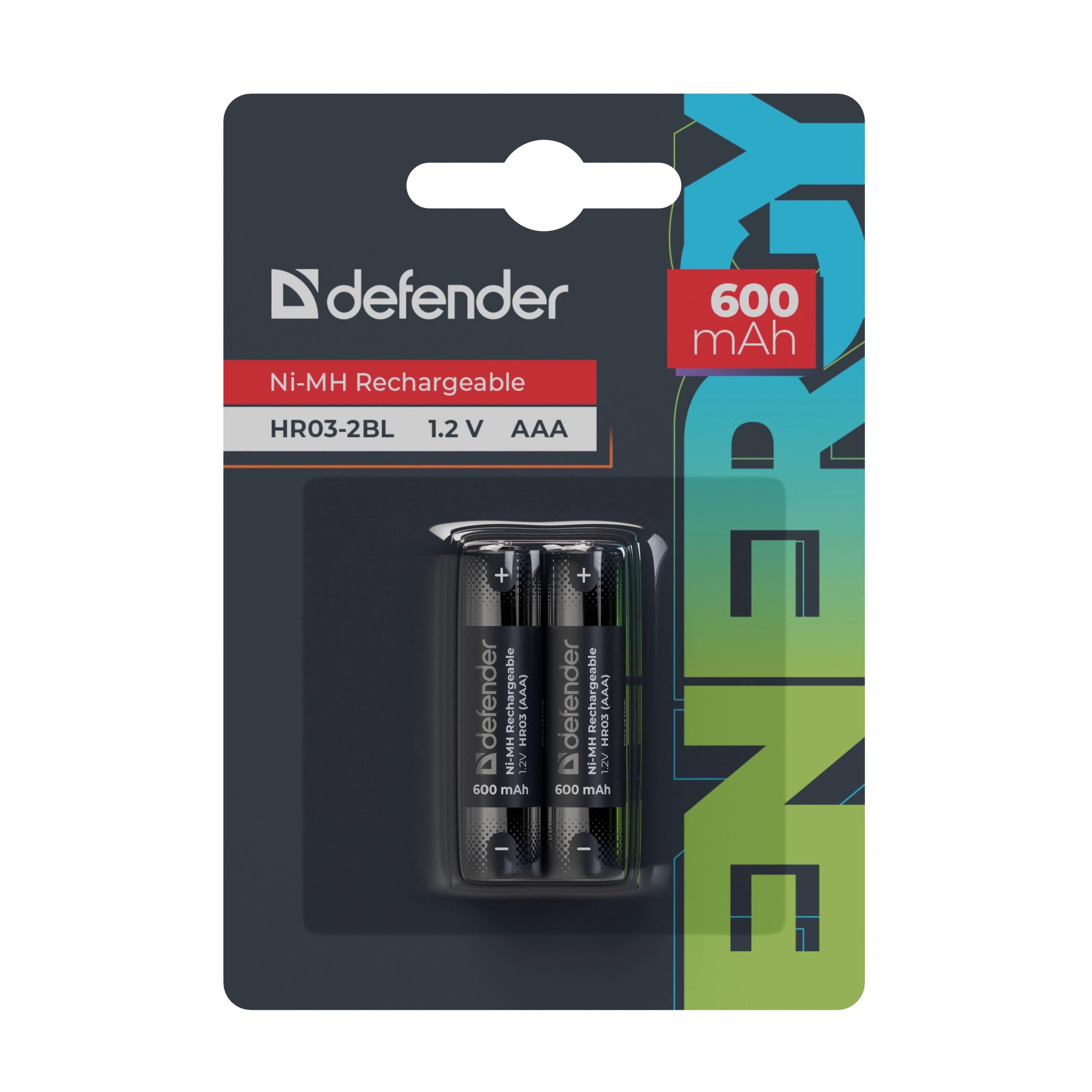 Defender Аккумуляторная батарея HR03-2BL 600 mAh ААА, Ni-MH, блистер, 2 шт., 56501