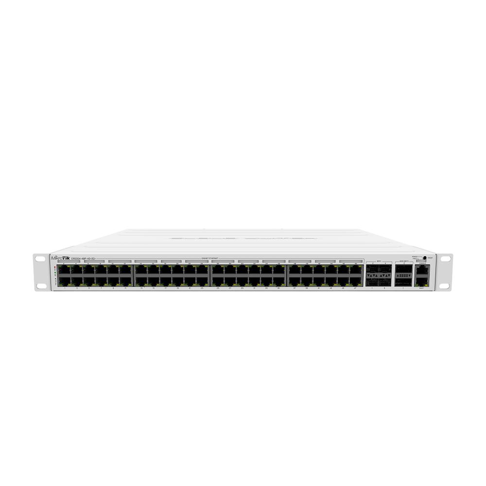 Коммутатор/ CRS354-48P-4S+2Q+RM Cloud Router Switch with 48 Gigabit ports PoE, 1x 10/100 Ethernet, 48x 10/100/1000 Ethernet, 4х SFP+ (10G), 2х QSFP+ (40G), 64 MB RAM, 750W PSU, RouterOS L5
