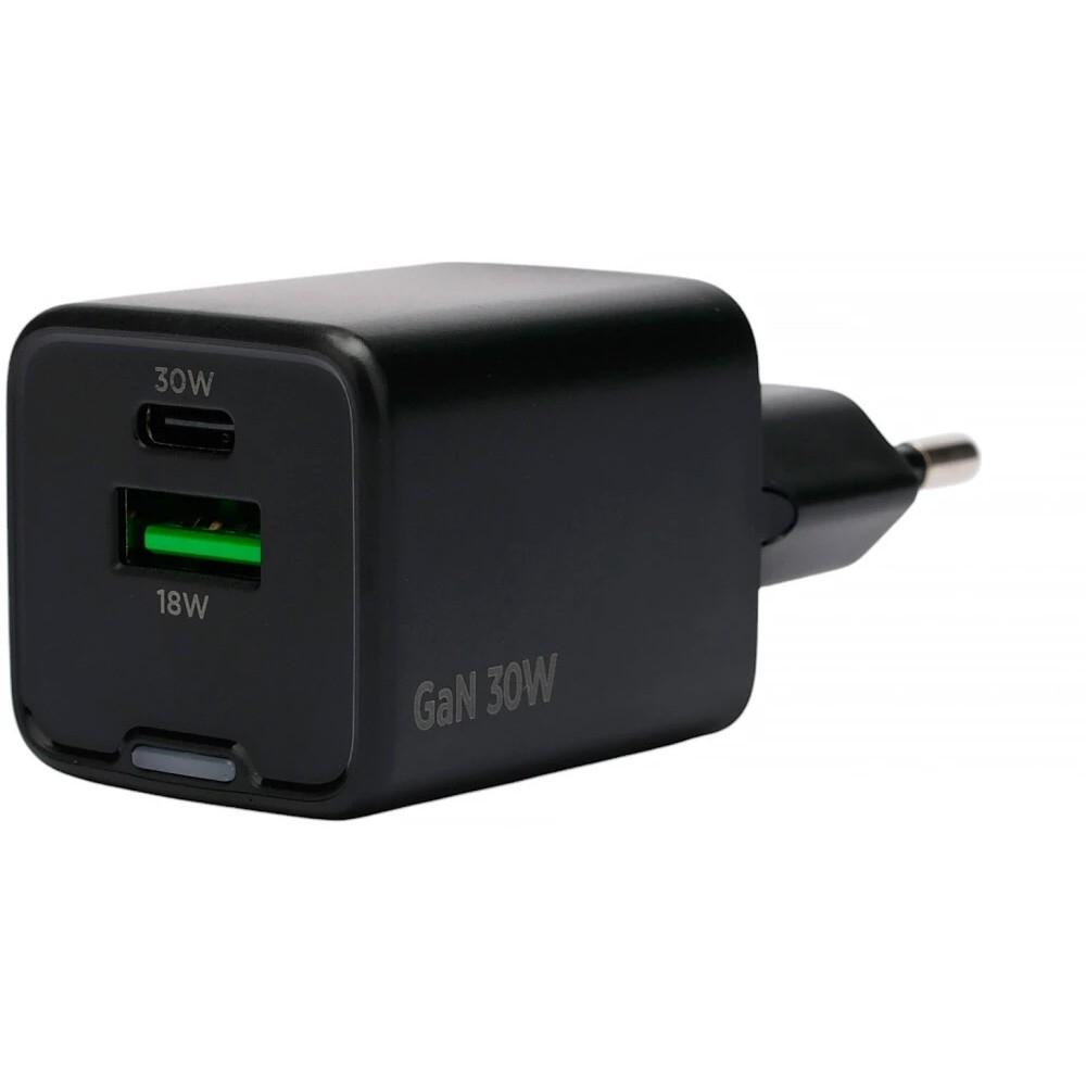 Cablexpert зарядное устройство 30Вт GaN, 3А, QC4.0/PD, 1xUSB, 1xType-C, черный, пакет (MP3A-PC-64)