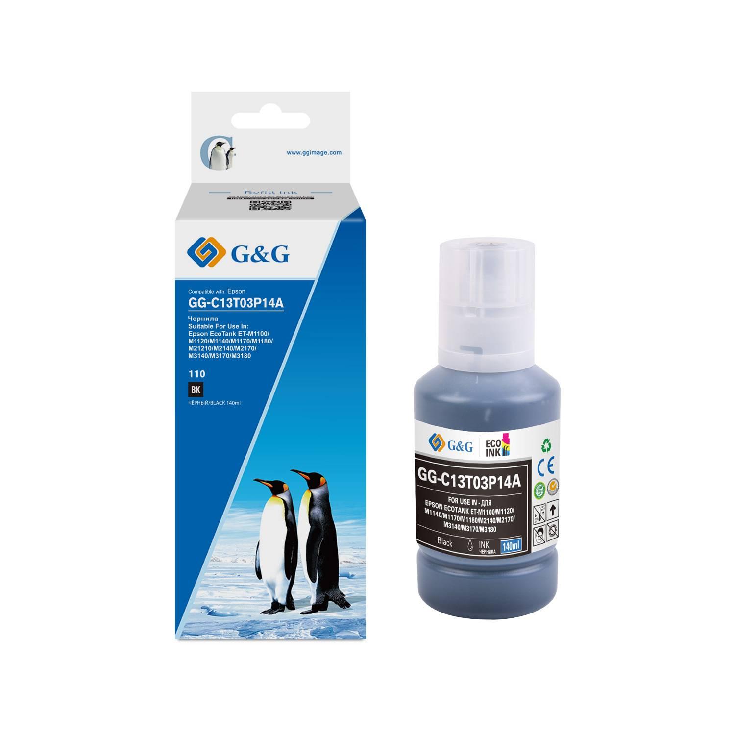 Чернила G&G, аналог Epson C13T03P14A черный 140 ml, GG-C13T03P14A