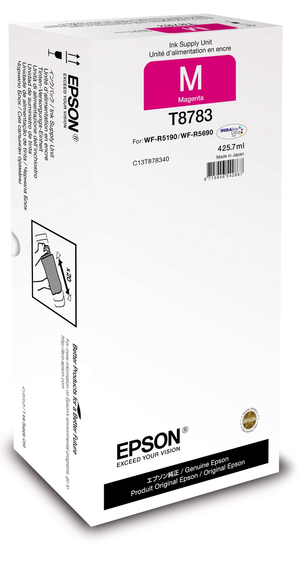 Контейнер EPSON T8783 пурпурный экстраповышенной емкости для WF-R5190DTW/5690DTWF, C13T878340