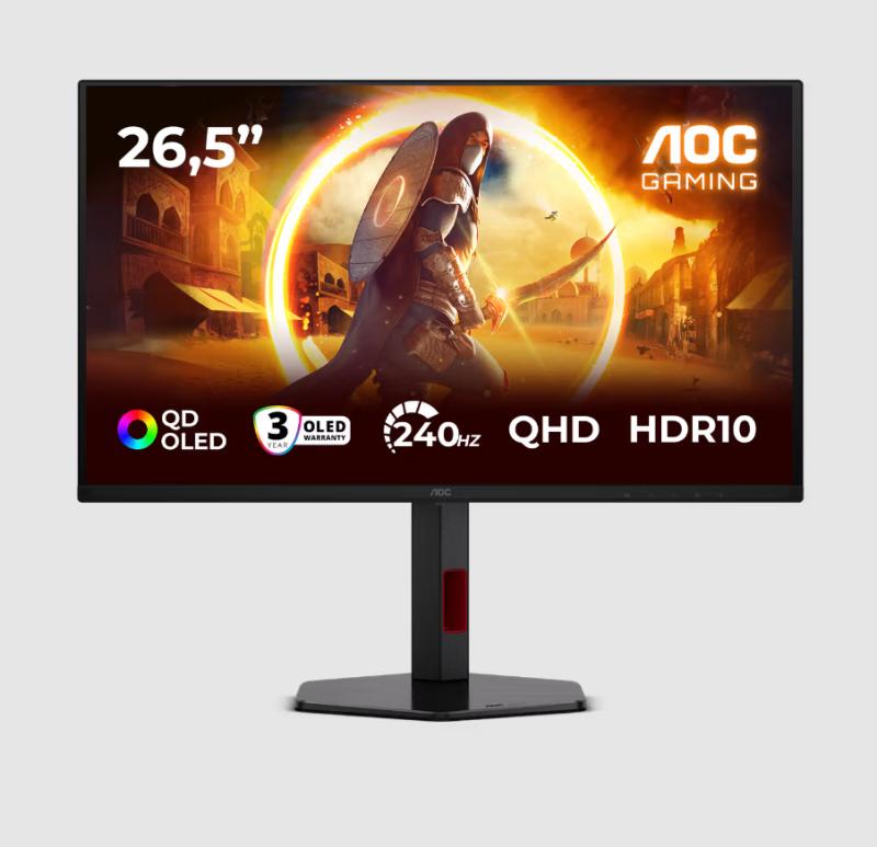 Монитор AOC 26,5" Q27G4ZDR, 16:9, QD-OLED, QHD, 0,03ms, 400cd, 240Hz, HDMI, DP, USB, HAS