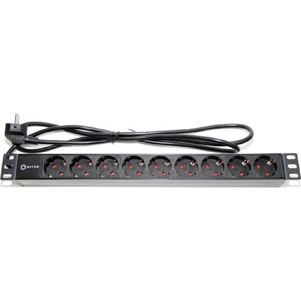 5bites PDU919P-02 Блок розеток 9S / PVC / 1U / 19" / 2M*3G*1.5MM2 / VDE