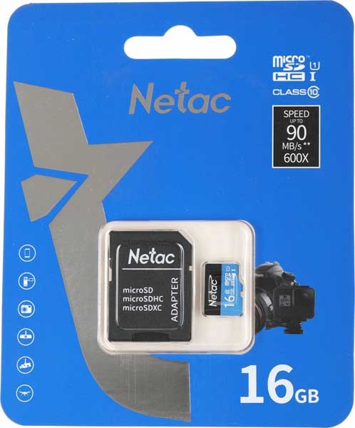 Micro SecureDigital 16GB Netac P500 ULTRA <NT02P500ULT-016G-S>  (без SD адаптера) 100MB/s