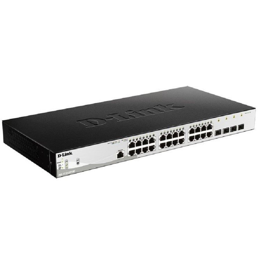 D-Link DGS-1210-28P/ME/B2A Управляемый L2 коммутатор с 24 портами 10/100/1000Base-T и 4 портами 1000Base-X SFP (24 порта PoE 802.3af/at, PoE-бюджет 193 Вт)