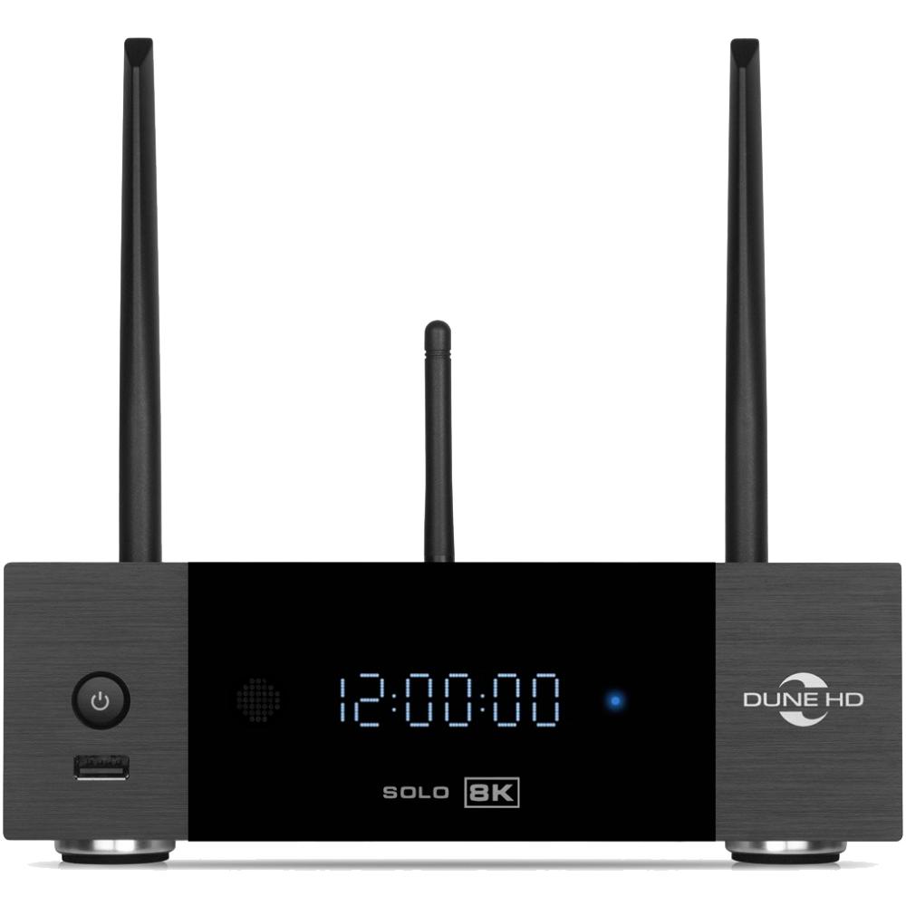 Медиаплеер/ Mediaplayer Dune HD Solo 8K: 8K/60 Hz/Dolby Vision/HDR10+/HDR, CPU Amlogic S9284-K/J, RAM 8 Gb, Flash 64 Gb, 3xUSB3.0,  1xUSB2.0, HDD SATA 3.5", LAN 1000Mb/s, WiFi 802.11ax, BT 5.2, HDMI 2.1a, S/PDIF, Audio Out RCA, BT+Voice Remote Control, Android  11, Dune HD D1008