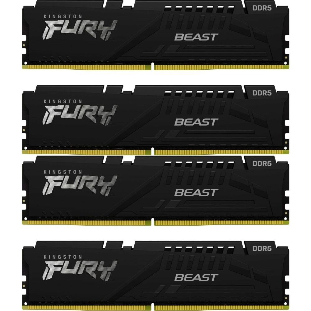Память оперативная/ Kingston 128GB 5600MT/s DDR5 CL40 DIMM (Kit of 4) FURY Beast Black XMP, KF556C40BBK4-128