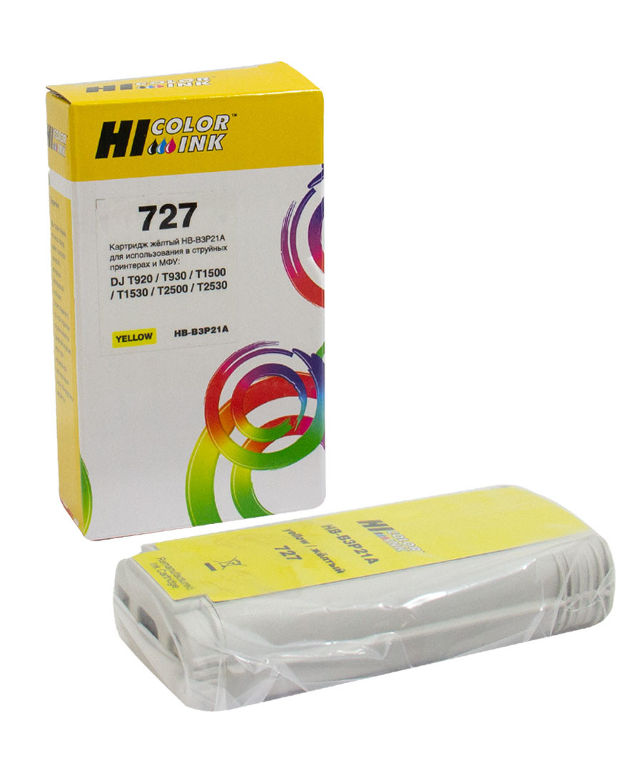 Картридж Hi-Black (B3P21A) для HP DJ T920/T1500, Yellow, №727, 130 мл, 727(B3P21A)
