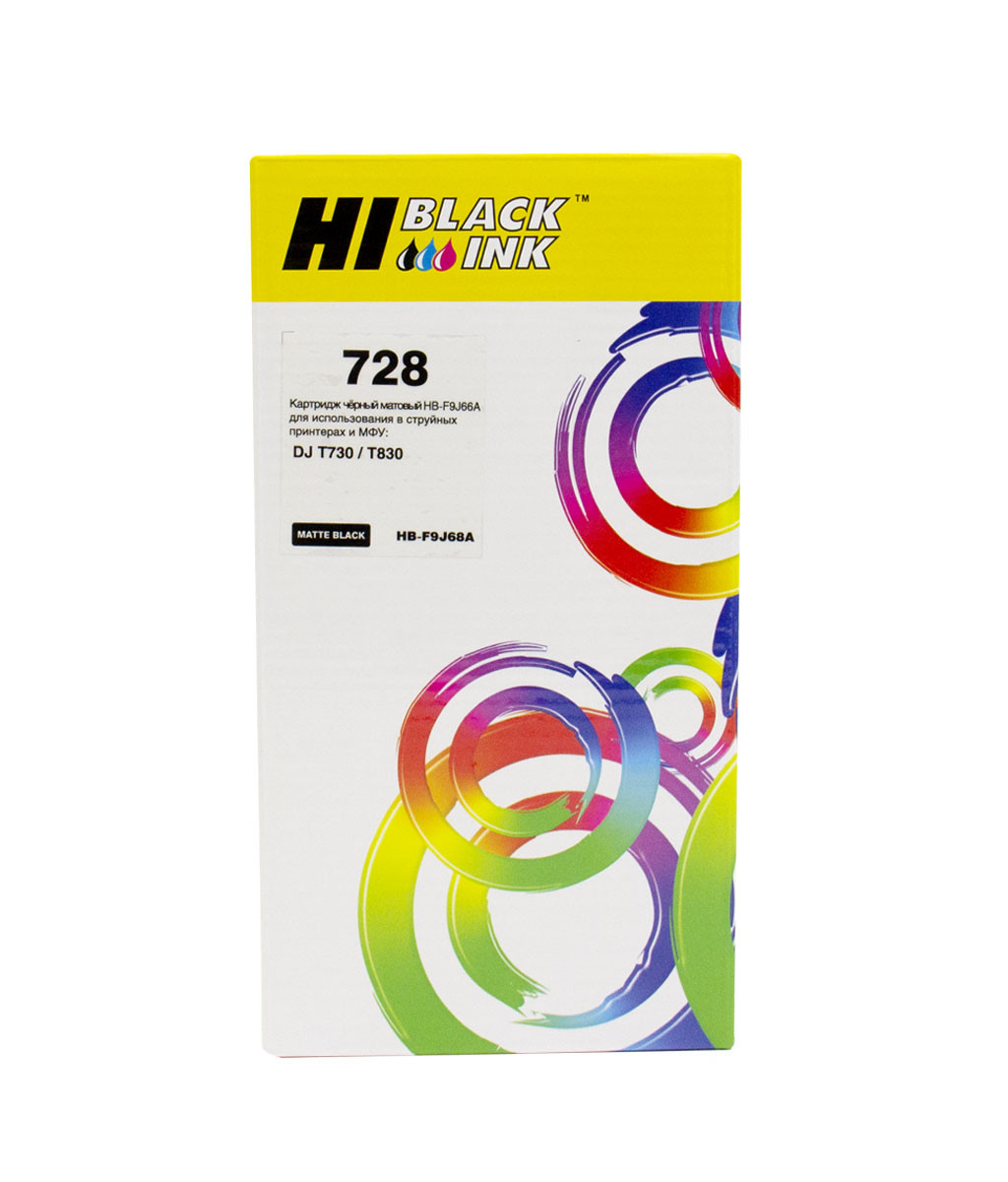 Картридж Hi-Black (HB-F9J68A) для HP DJ T730/T830, 300ml, №728XXL, matteblack, 728XXL(F9J68A)