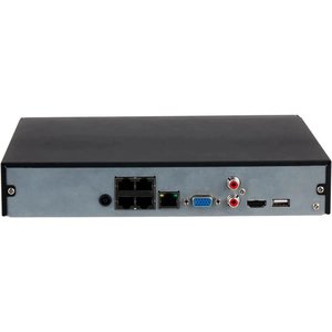 DAHUA DHI-NVR2104HS-P-I2 4-канальный IP-видеорегистратор с PoE, 4K и H.265+, видеоаналитика, входящий поток до 80Мбит/с, 1 SATA III до 10Тбайт