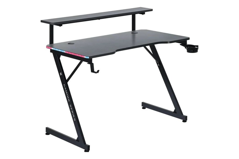 Defender Игровой компьютерный стол Adamant полка,подвесы,черн,МДФ,RGB, 64075