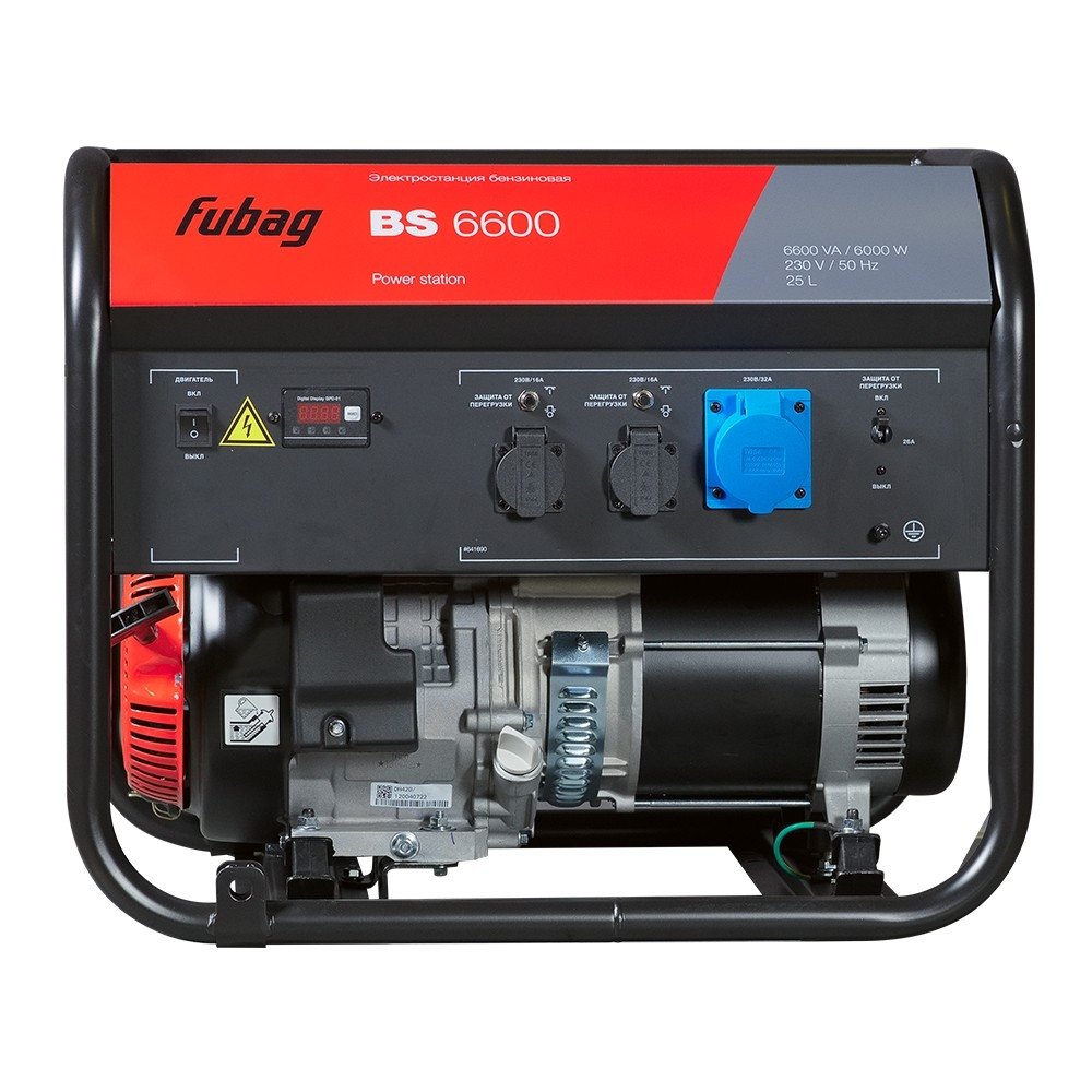 FUBAG BS 6600 Электростанция бензиновая [641690/646280] { 6.6 кВа/6.0 кВт, 230 В, 420 объем см3, 8,0/10,9 кВт, л.с., 78 дБ 7м, Время работы 3/4 нагрузки 9.5ч, 25 л бак, 79.6 кг}
