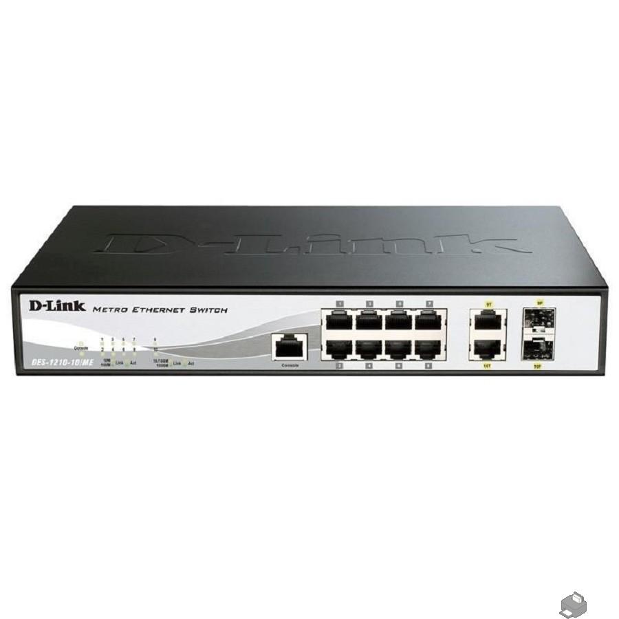 D-Link DGS-1210-10/ME/B2A Управляемый L2 коммутатор с 8 портами 10/100/1000Base-T и 2 портами 1000Base-X SFP